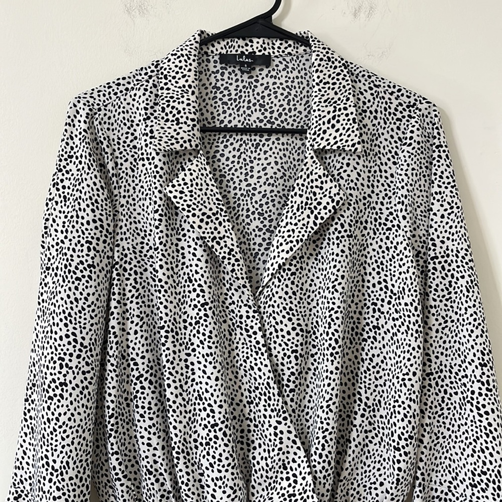 Lulus Always Lovely Ivory And Black Print Long Sleeve Bodysuit Size Small - Picture 4 of 14
